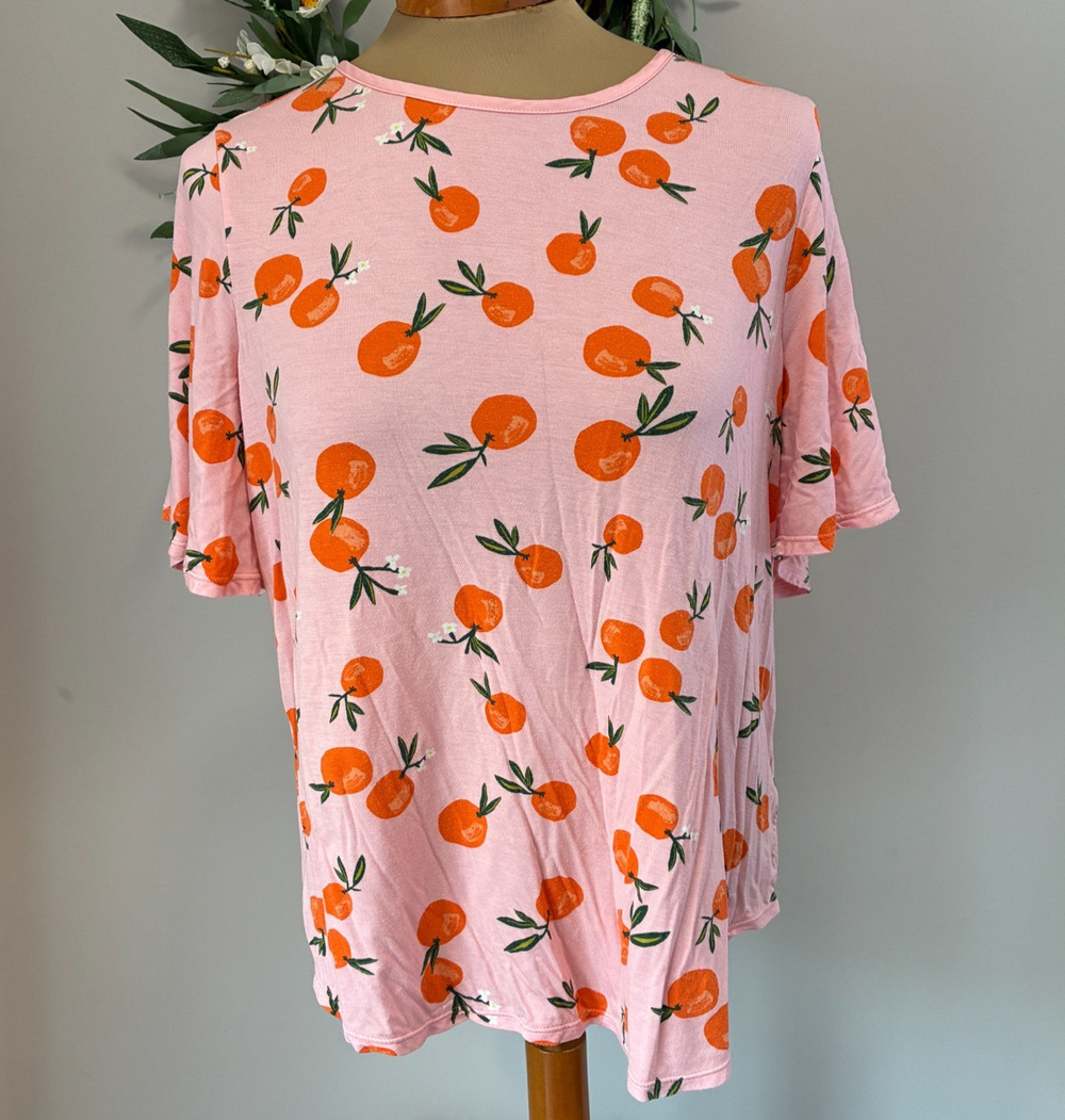 Kate Spade Oranges Top Tee Lounge Walking Going Out Fruit, Size XL Suspected